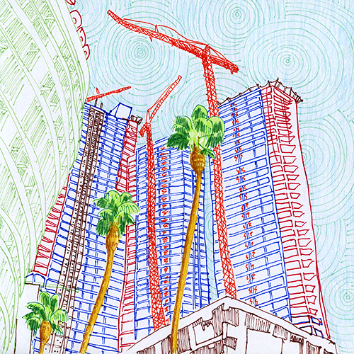 skyscrapers and palms